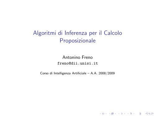 Algoritmi di Inferenza per il Calcolo Proposizionale