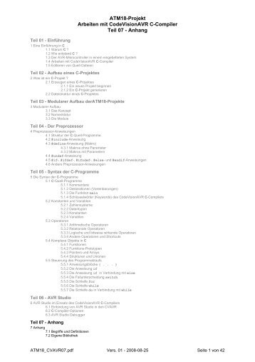 ATM18-Projekt Arbeiten mit CodeVisionAVR C-Compiler Teil 07 ...