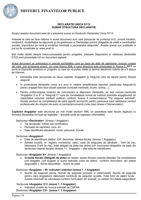 Declaratia unica D112 - Directia Generala a Finantelor Publice ...