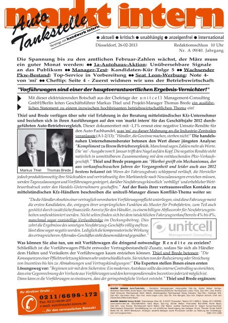 "markt intern" vom 26.02.2013 - unitcell GmbH