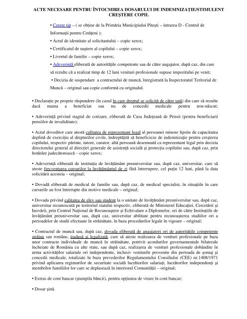 5 Acte necesare INDEMNIZATIE CRESTERE COPIL.pdf - Primăria ...