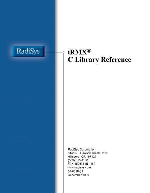 iRMX C Library Reference - tenAsys