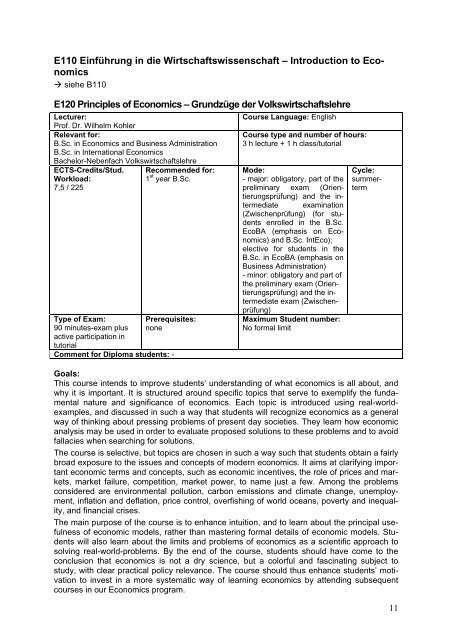 Modulhandbuch Wirtschaftswissenschaft - Universität Tübingen