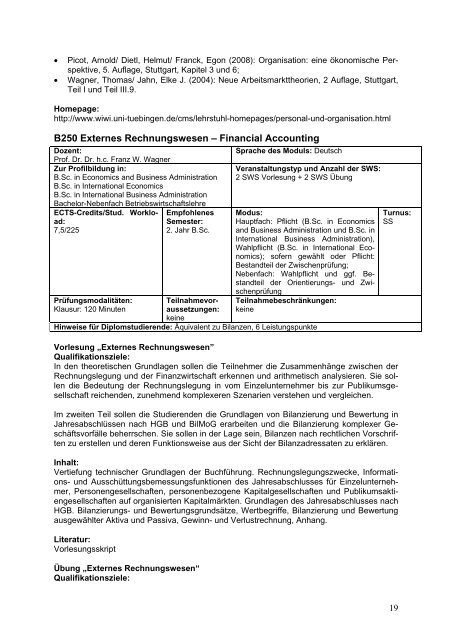 Modulhandbuch Wirtschaftswissenschaft - Universität Tübingen