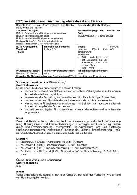 Modulhandbuch Wirtschaftswissenschaft - Universität Tübingen