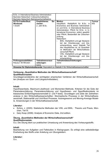 Modulhandbuch Wirtschaftswissenschaft - Universität Tübingen