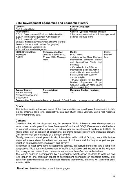 Modulhandbuch Wirtschaftswissenschaft - Universität Tübingen