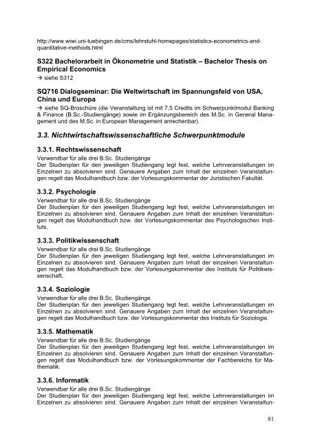 Modulhandbuch Wirtschaftswissenschaft - Universität Tübingen