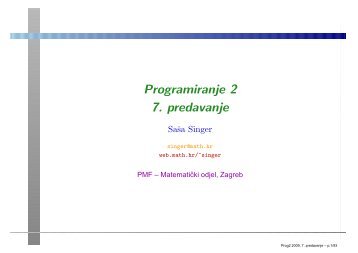 Programiranje 2 7. predavanje - Pmf