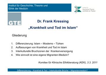 Dr. Frank Kressing „Krankheit und Tod im Islam“