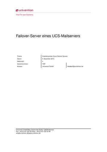 Failover-Server eines UCS-Mailservers - Univention