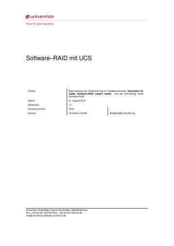 Software–RAID mit UCS - Univention