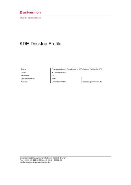 KDE-Desktop Profile - Univention