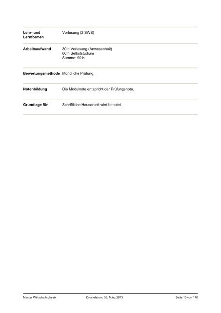 Modulhandbuch Master Wirtschaftsphysik - Universität Ulm