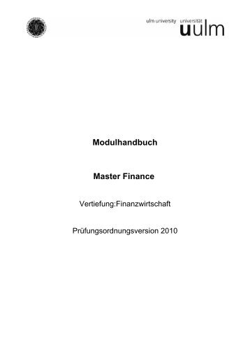 Modulhandbuch Master Finance - Universität Ulm