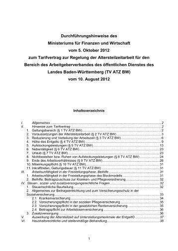 Durchführungshinweise des Finanzministeriums