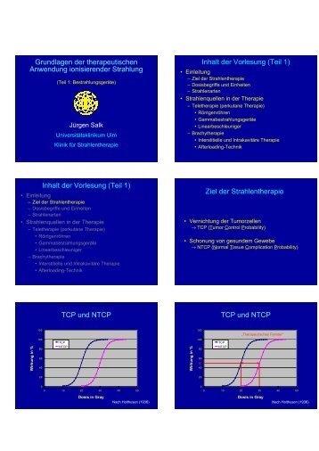 Grundlagen der therapeutischen Anwendung ionisierender ...