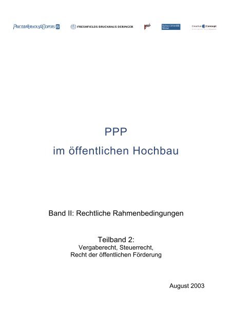 Gutachten Ppp Im öffentlichen Hochbau Band 2 Bmvbs - 