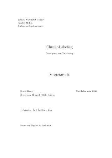 Cluster-Labeling: Paradigmen und Validierung - Bauhaus ...