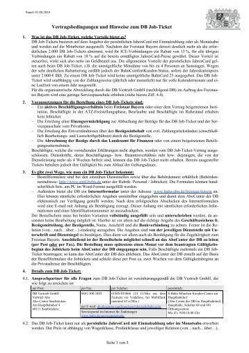 Vertragsbedingungen und Hinweise zum DB Job-Ticket