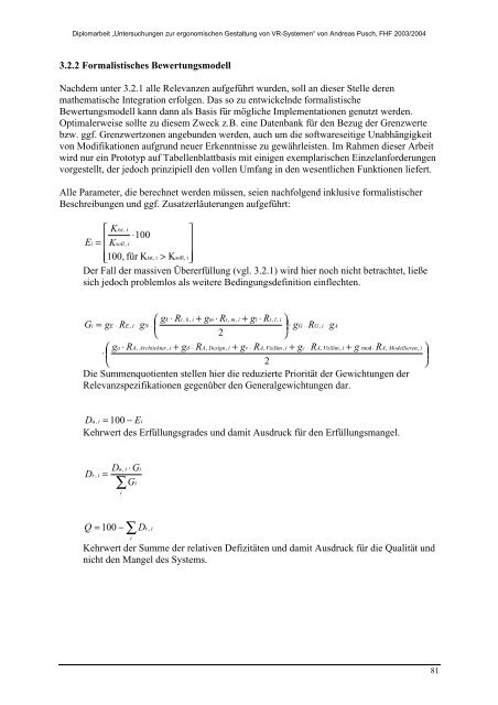 Untersuchungen zur ergonomischen Gestaltung von VR-Systemen