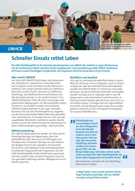 Jahresbericht 2012 als PDF zum Download - UNO-Flüchtlingshilfe