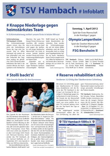 Infoblatt vom 01. April 2012 - TSV Hambach