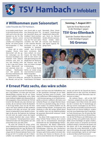 Infoblatt vom 07. August 2011 - TSV Hambach