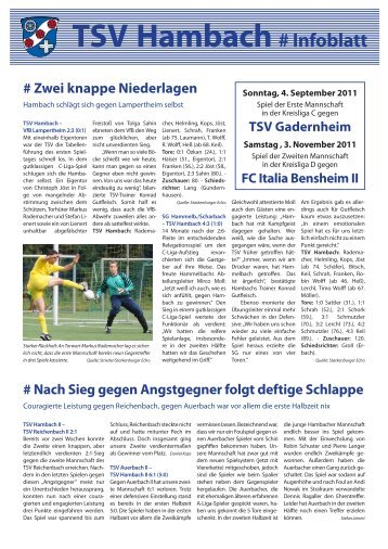 Infoblatt vom 04. September 2011 - TSV Hambach