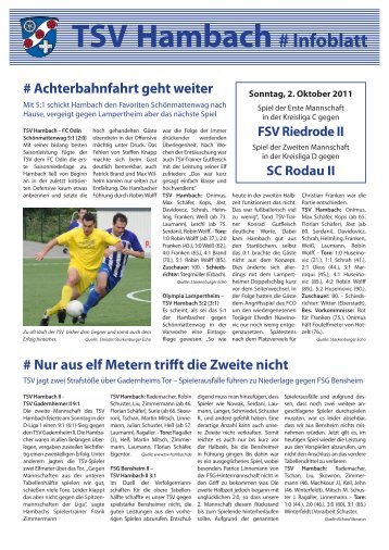 Infoblatt vom 02. Oktober 2011 - TSV Hambach