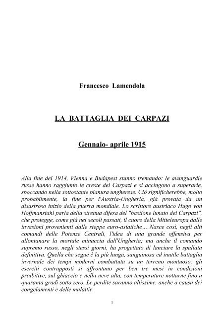 La battaglia dei Carpazi - Ars Militaris