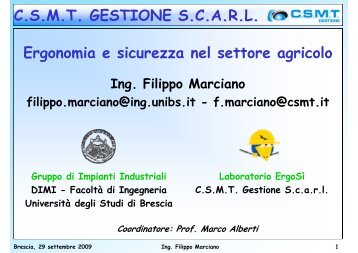 C.S.M.T. GESTIONE S.C.A.R.L. Ergonomia e sicurezza nel settore ...