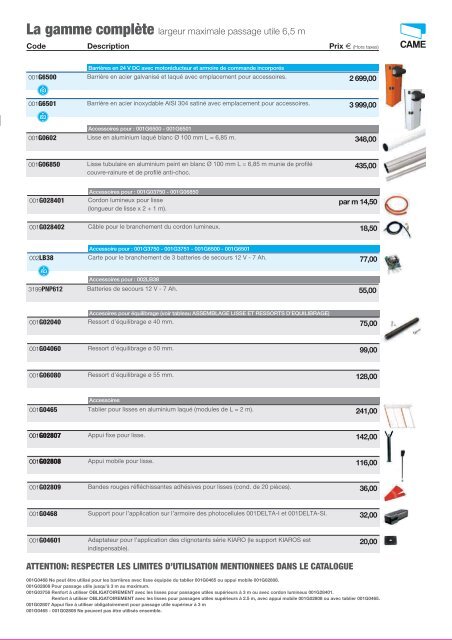 Catalogue Came 2012 en .pdf - Motorisation Plus