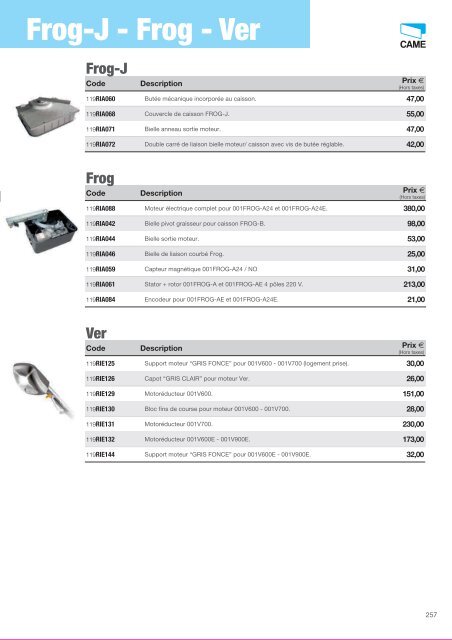 Catalogue Came 2012 en .pdf - Motorisation Plus