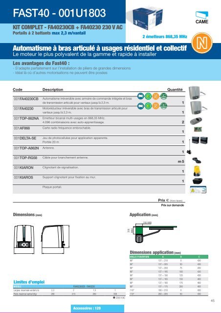 Catalogue Came 2012 en .pdf - Motorisation Plus