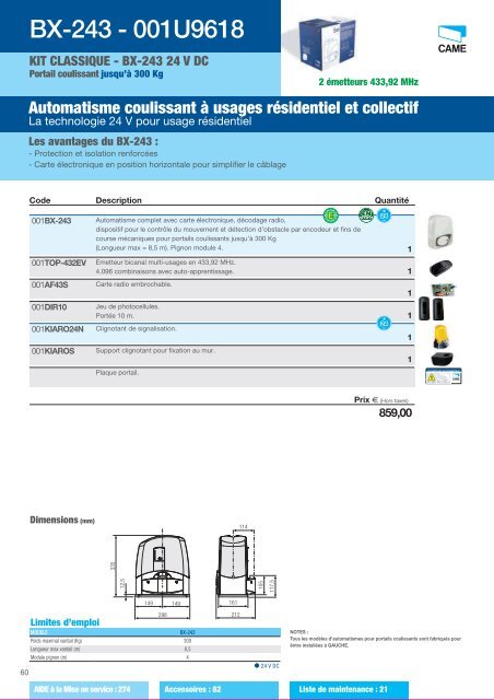 Catalogue Came 2012 en .pdf - Motorisation Plus