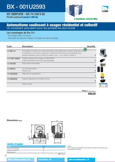 Catalogue Came 2012 en .pdf - Motorisation Plus