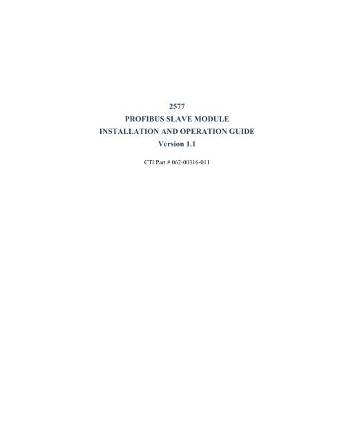 2577 Profibus DP Slave Adapter.pdf - Logic, Inc.