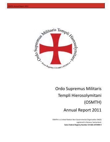 Annual Report - Ordo Supremus Militaris Templi Hierosolymitani