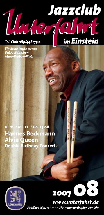 Hannes Beckmann Alvin Queen - Jazzclub Unterfahrt