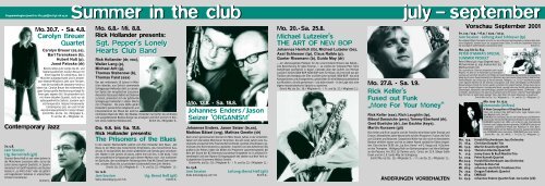 Summer in the club july – september - Jazzclub Unterfahrt