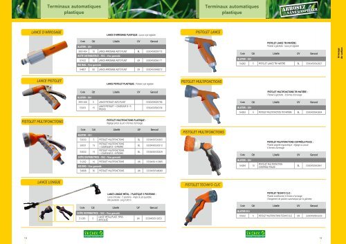 Raccords automatiques laiton - Systèmes d'arrosage TECHNO