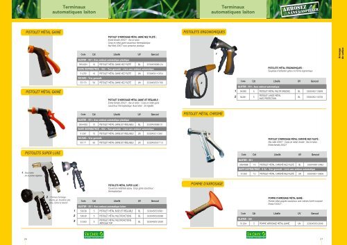 Raccords automatiques laiton - Systèmes d'arrosage TECHNO