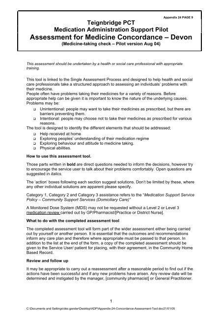 Medicine Concordance Assessment Tool