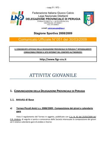 ATTIVITA' GIOVANILE - FIGC Comitato Regionale Umbria