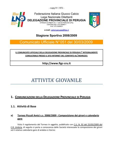 ATTIVITA' GIOVANILE - FIGC Comitato Regionale Umbria