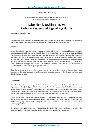 Leiter der Tagesklinik (m/w) Facharzt Kinder- und Jugendpsychiatrie