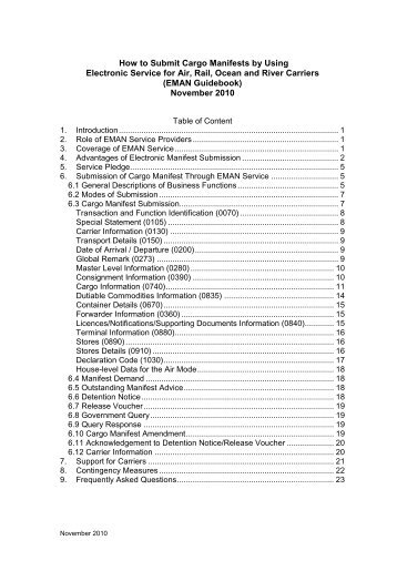 How to Submit Cargo Manifests by Using Electronic Service for Air ...