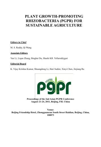 plant growth-promoting rhizobacteria (pgpr) for sustainable agriculture