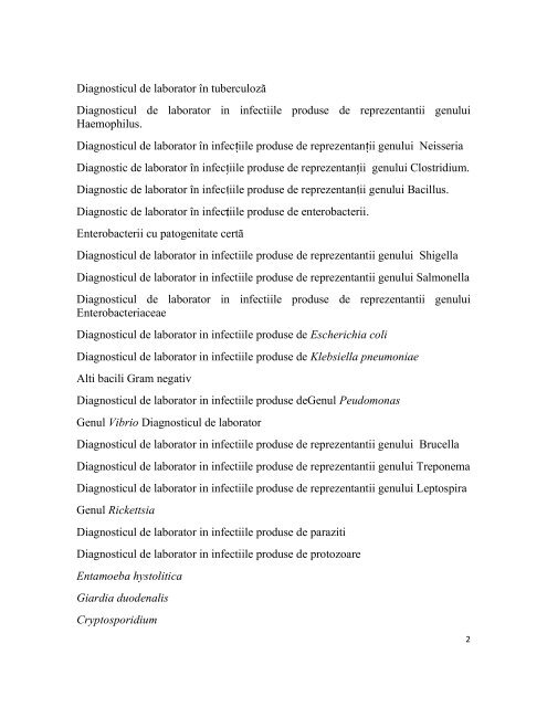 DIAGNOSTICUL DE LABORATOR ÎN INFEC IILE PRODUSE ... - UMF